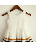 Ivory Taffeta Double Color Striped Flower Girl Dress